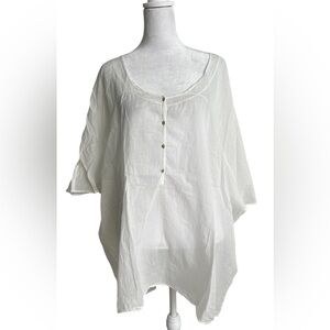 White sheer cotton Women's tunic Top